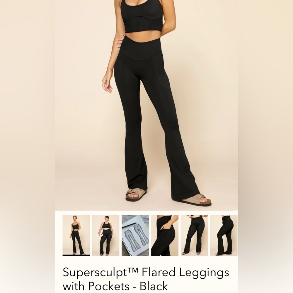 POPFLEX Black Flared Leggings Yoga Pants Supersculpt XL 29”